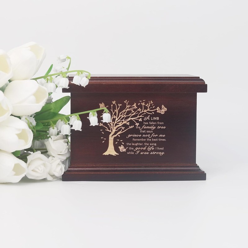 6 Inch Small Wooden Urn for Human Ashes - Keepsake