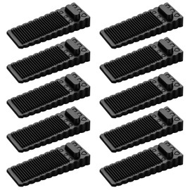Black Rubber Door Stopper Wedge 10 Pack, Doorstop for Bottom of Door Heavy Duty Sturdy Stack-able Door Stop Fit All Door