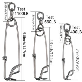 VATEICO Longline Snap Clips,3pcs/6pcs Stainless Steel Fishing Snaps Tuna Clips Long Line Branch Hangers Snaps Fishing Float Decoy Fishing Tackle Easy On/Off 5inch-6pcs