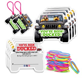 FELYC Duck Tags, You've Been Ducked Card, Dcuk Duck Tags, 50 Set Duck Ducking Game Card, Duck Tags With Hole and Rubber Bands, SUV Car Design (DUCK TAGS-Black)
