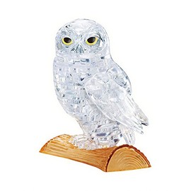 BePuzzled Original 3D Crystal Jigsaw Puzzle - Owl Animal Bird Assembly Brain Teaser, Fun Model Toy Gift Decoration for Adults & Kids Age 12 and Up, Clear, 42 Pieces (Level 1)