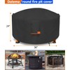 Dalema Round Fire Pit Cover,Outdoor 600D Heavy Duty Waterproof Tear-Resistant