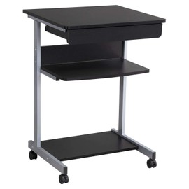 Yaheetech Mobile Lectern Podium Rolling Standing up Desk for Reading - Laptop Stand w/Tilted Top Board & Edge Stopper