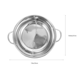 Tofficu Hot Pot with Divider, Stainless Steel 12.9 Inch Divided Hotpot, Hot Pan Hot Double Sauce for Induction Cooktop Gas Stove