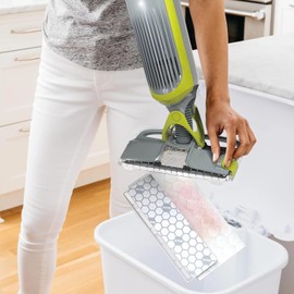 SHARK VM200 VACMOP (Renewed) Cordless Multi Surface Hard Floor Tile Wood Lightweight Floor Cleaner Vacuum Mop with (2) Disposable Pad, (1) Cleaning Solution Included, Light Gray/Green