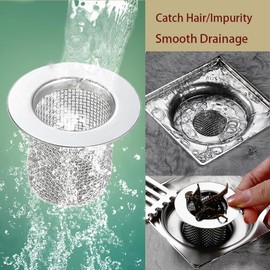 Shower Drain Hair Catcher, Bathtub Strainers, Stainless Steel Basket for Bathroom Laundry Floor Drain, Anti-Clog Slag Strainer，Fit for 1.3"-2.17" Drain Hole