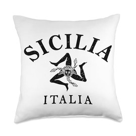 Sicily Italy Souvenir Italian Medusa Sicilian Flag Trinacria Throw Pillow