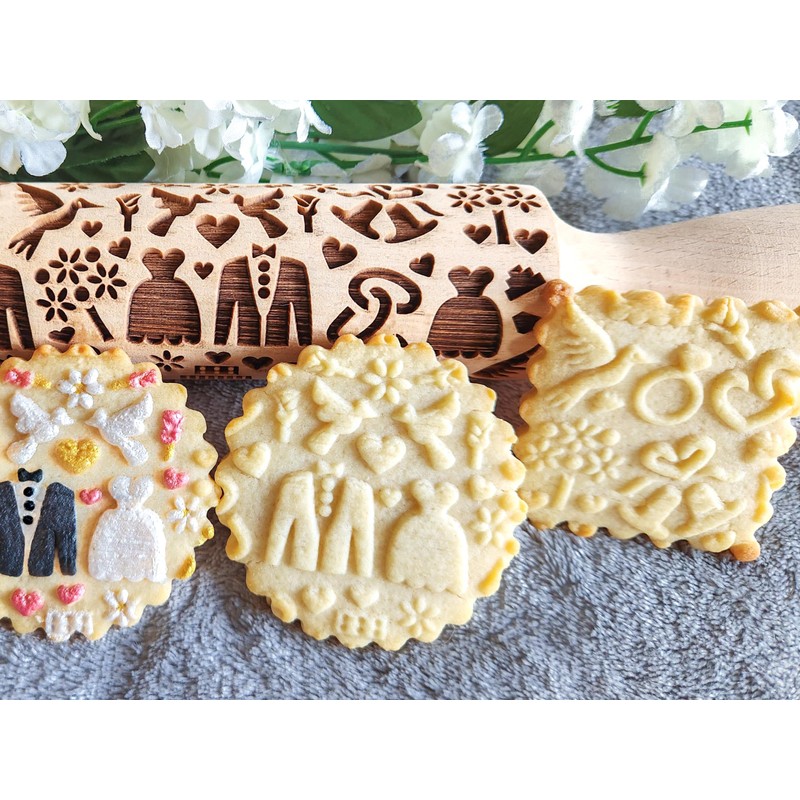 Impress Bakeware – Embossed Rolling Pin with Wedding Pattern in