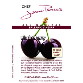 Black Cherry Traditional Barrel Aged 18 Years Italian Balsamic Vinegar 100% All Natural 375ml (12.5oz)