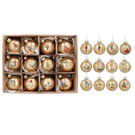 Gisela Graham 12 Days of Christmas Gold Ball Decorations