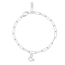 Brandlinger ® Women's Bracelet 925 Sterling Silver 18K Gold Plated (Gold and Silver) Pendant Symbol Love & or Heart Jewellery for Women and Girls, 19 cm, White Gold