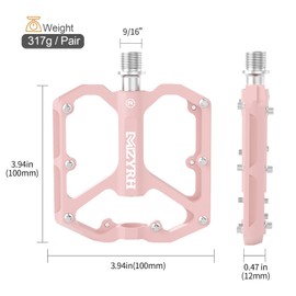 MZYRH Mountain Bike Pedals, 9/16 Inch 3 Bearing Bicycle Pedals, Non-Slip Lightweight Aluminium Alloy Bicycle Platform Pedals for Mountain Bike, Road Bike (Pink-MZ)