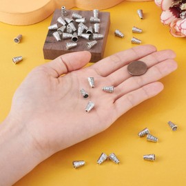 Craftdady 50Pcs Antique Silver Spacer Cone Bead Caps 10x7mm Tibetan Metal Terminator End Caps for Jewelry Making Hole: 2mm