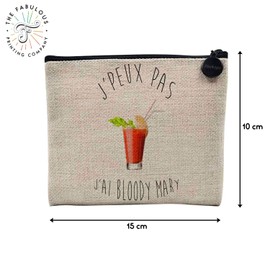 Canvas Bag - J'Peux Pas J'Ai Bloody Mary Humour - Canvas Cosmetic Bag - Purse - 15 x 10 cm, linen, Cosmetic bag