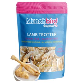 Munchbird Lamb Trotter Dehydrated Dog Treats Natural Glucosamine for Dogs Chondroitin for HIPS and Joints Lean Hypoallergenic Protein Rawhide Free. Alternative to Duck Feet Lamb Ears (4.5 oz)
