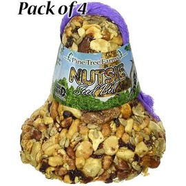 Set of 4 Pine Tree Farms Nutsie Seed Bells with Nets, 18 oz. Each