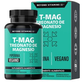 T-MAG L-Treonato Magnesio | Magnesio y Acerola | Alta absorción con Piperina al 95% | Sin Azúcar - Suplemento Alimenticio Vegano Beyond Vitamins - Ingredientes NON GMO (60 Cápsulas)