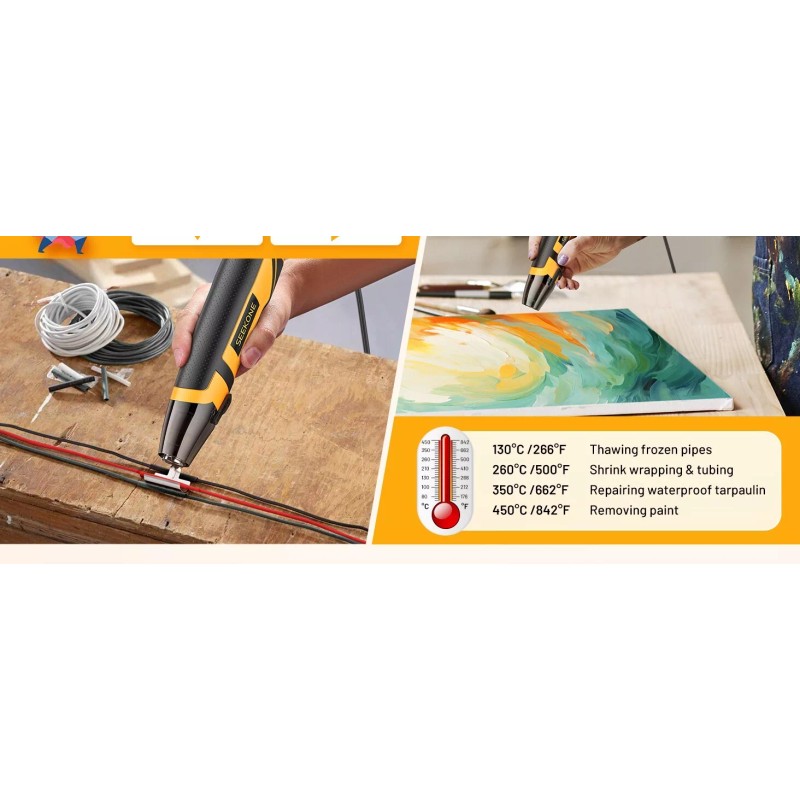 SEEKONE Mini Heat Gun, 350W 2-Temp Settings 500℉ & 842℉