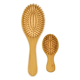 EcoGreen® - Cepillo Ovalado + MINI Ovalado fabricados de Bambú con cerdas naturales de Bambú, estimula el foliculo piloso y promueve el crecimiento del cabello.