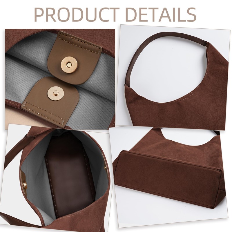 Gipvv Suede Hobo Bags for Women Suede Tote Bag Slouchy