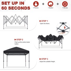 ABCCANOPY Pop Up Canopy - 10x10 Outdoor Patio Portable Canopy Tent Heavy Duty for Backyard and Deck with 4 Sandbags(Dark Black, 10x10)