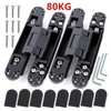 2 Pack Invisible Door Hinges, 3D Adjustable Concealed Aluminum Alloy