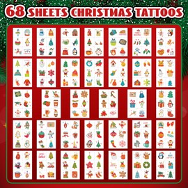 Acevegue 408 Sheets Christmas Tattoos Children, Christmas Glitter Children's Tattoos Temporary Tattoos for Christmas Decoration Christmas Gifts Advent Calendar Filling Children