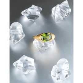 Melhill Titanium Steel Green Cubic Zirconia Ring Gold Plated Hypoallergenic Everyday Wear Elegant Jewelry for Women Size 7