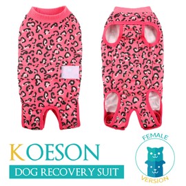KOESON Dog Surgery Suit for Female, Soft Recovery Suit for Dogs After Surgery Spay Dog Surgical Recovery Suit, Anti Licking Dog Onesie for Surgery Female Alternative to Cone E-Collar Pink Leopard M