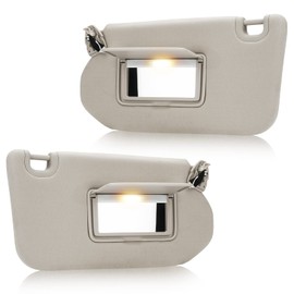 Driver & Passenger Sun Visor Fit for Nissan Pathfinder 2013-2018, for Infiniti QX60 2014-2017, JX35 2013, with Light Replace for 96401-9PB0A, 96400-9PB0A