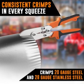 Mutt Tools 5 Blade Sheet Metal Crimper Tool with Ergonomic Grip – Crimp 24ga Steel and 28ga Stainless – Gutter Crimping Tool for Downspouts, Stove Pipe, Sheet Metal and Duct Work