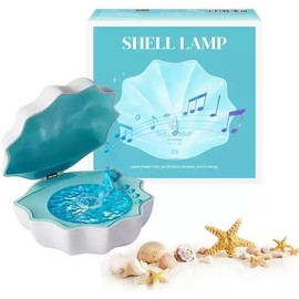 Shell Bluetooth Speaker, Shell Speaker, Waves Bluetooth Speaker with Mood Lamp, LED Seashell Small Bluetooth Speaker, Ocean Wave Projector Shell Light for Bedroom,Party