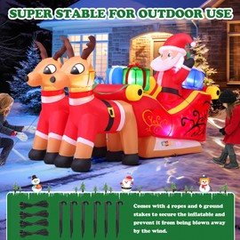 7.8Ft Christmas Inflatables Outdoor Decorations with Colorful LED Lights, Christmas Inflatables Santa Claus on Sleigh with 2 Reindeer Deer Gift Box, Blow Up Yard Decor for Indoor Xmas Party Patio Lawn