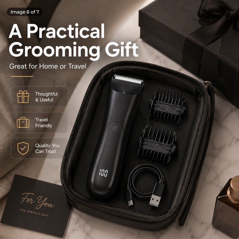 Waterproof Body Hair Trimmer for Full-Body Grooming – Ceramic Blade