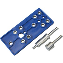 Gedotec Drilling template for door fittings, drilling gauge for door handles, drilling aid for rosette fittings 72/92 mm, made of plastic with centring mandrel, 1 piece template for drilling for short