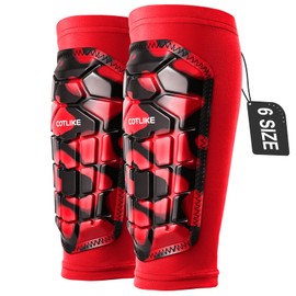 Soccer Shin Guards Kids Youth, Shin Guard Sleeves for Boys Girls Adults Men Women, Protective Soccer Equipment for 2-18 Years Old Boys Girls, High Impact Resistant Breathable Comfortable(Red,S)