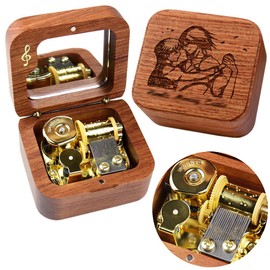 Sinzyo Merry Go Round of Life Music Box Vintage Wood Mechanism Wind Up Musical Box Gift for Christmas(Musical note Rosewood box)