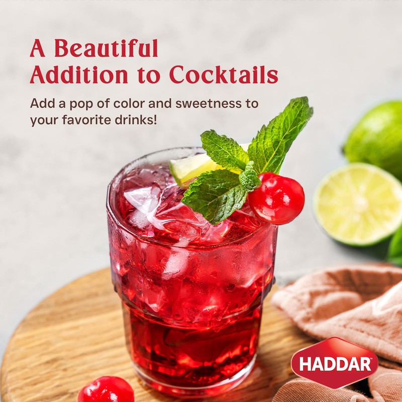 Haddar Red Maraschino Cherries, 12.6 oz (2 Pack) | Old