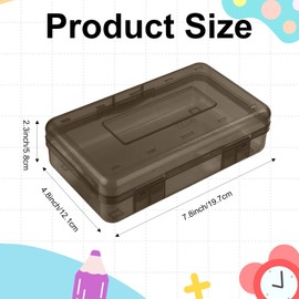 1 Pack Large Plastic Pencil Box Cute Black Hard Pencil Case Pouch Bag Big Clear Pen Holder for Desk Office Organozer Boys Girls Adults Kids Storage Marker Crayon Boxes Homeschool Class Supplies Bulk