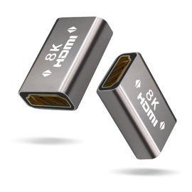 HDMI Coupler 8K, HDMI 2.1 Female to Female Connector HDMI Extension Adapter, Support 8K@60Hz / 4K@120Hz 120UHD, 7680 * 4320 Resolution, 3D, HDR, ARC for Laptop, PC, Monitor, Roku TV, 2 Pack