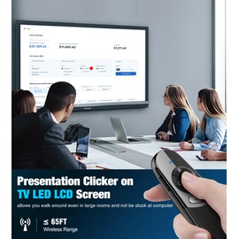 Presentation Clicker PPT Slide Clicker on TV LED LCD Screen, Magnifier Highlight Presentation Clicker,2 in 1 Type C Digital Pointer Presenter Wireless with Volume Control