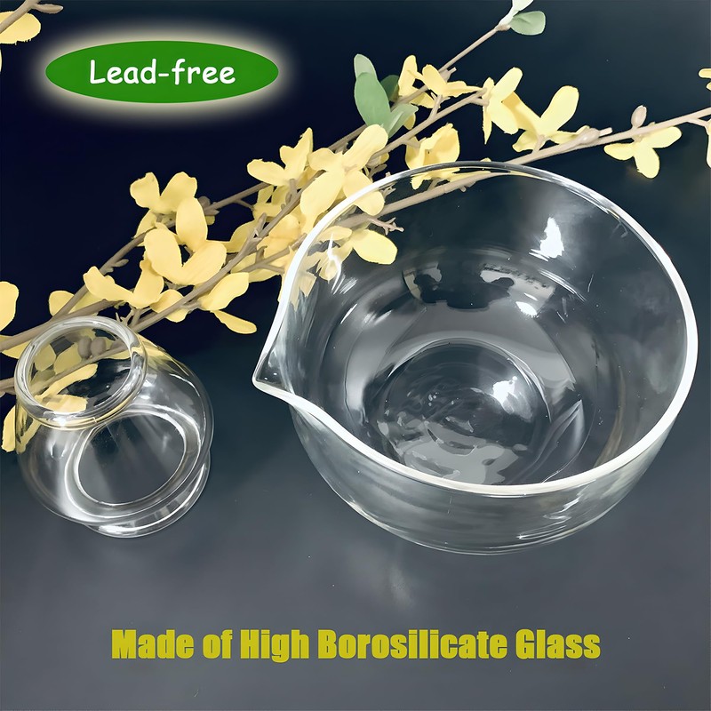 LamChyar Matcha Bowl with Spout, Matcha Whisk Holder, Glass Matcha