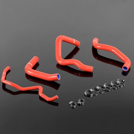 PIT66 Silicone Coolant Radiator Hose Kit Compatible with 2006-2008 Suzuki GSX-R 600 Red with Clamps