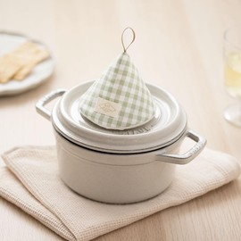 &NE NHK-225-NCGR Triangular Pot Holder, Natural Check Green, Pot Mittens, Scandinavian Loop, Hanging, Storage, Kitchen, Miscellaneous Goods, Made in Japan, Fashionable, Cute, Modern Japanese Pattern,