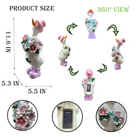 IVCOOLE Outdoor Solar-Powered Goose Statue – Garden Goose Decor with Solar Light, Resin Solar Garden Statue for Lawn Patio Porch Yard– Gooses Figurine Gift for Mom, Grandma, Women Garden Lovers