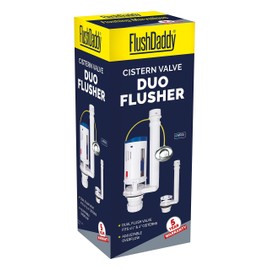 LavaTap – FlushDaddy NP254 Dual Flush Valve for Toilet Cisterns Universal 1.5" & 2" Drop Valve Replacement, WRAS Approved, Water-Saving Push Button, Adjustable Overflow, Kit for Most UK Toilets