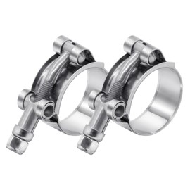 2 Pack 1 inch T-Bolt Hose Clamps, Stainless Steel_304 Working Range 32mm-37mm for 1" Hose ID, Turbo Intake Intercooler Clamp for Automotive