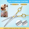 CITYWISH Dog Grooming Scissors,Curved Thinning Shears Dog Grooming with Safety