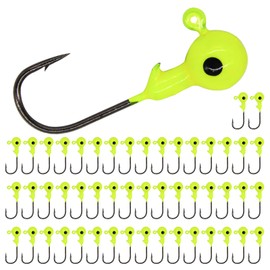 UperUper 50pcs Fishing Jig Heads Set, Red Round Ball Fishing Jig Head Hooks for Saltwater Freshwater Swimbait Bass, 1/8oz 1/6oz 1/4oz 1/19oz
