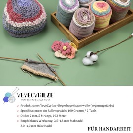 Cotton for Crocheting, Colour Gradient, Soft, 100 g (100 g x 1), Crochet Cotton, Thick Yarn, Soft Cotton for Crocheting, Colour Gradient, Colourful Cotton Weaving, Cotton for Scarf for Knitting